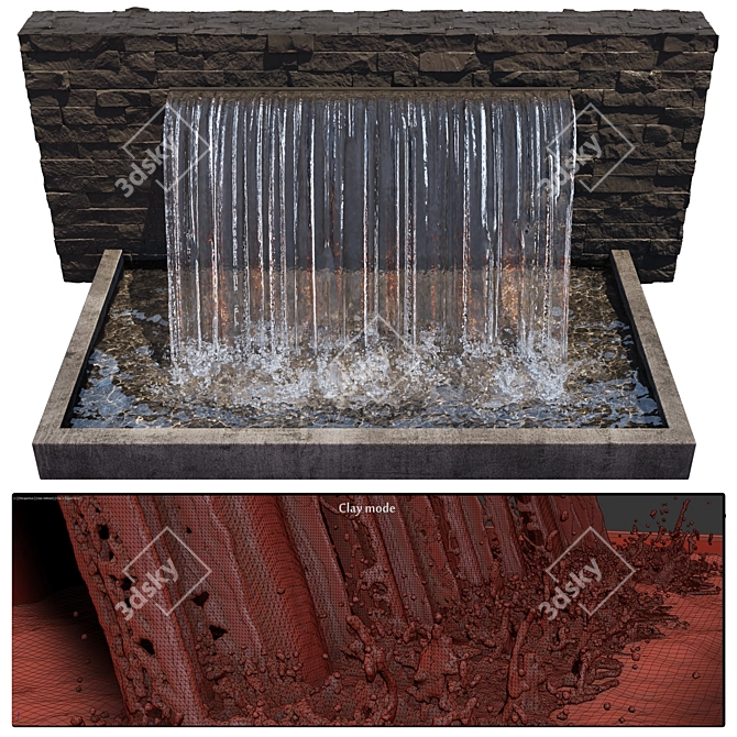 Cascade Rock Waterfall Fountains 3D model image 2