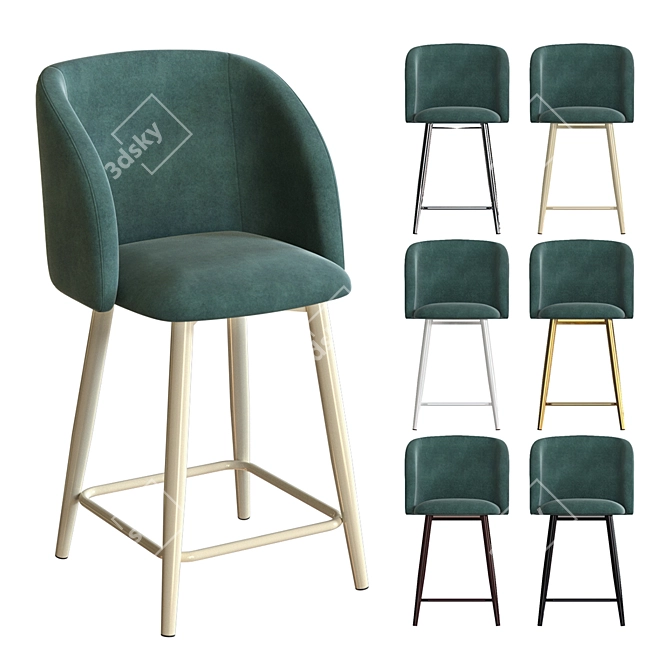 Millie Metal Leg Chair 3D model image 1