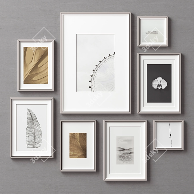 Elegant Wood Picture Frames 3D model image 3