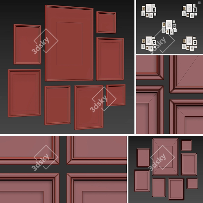 Elegant Wood Picture Frames 3D model image 5