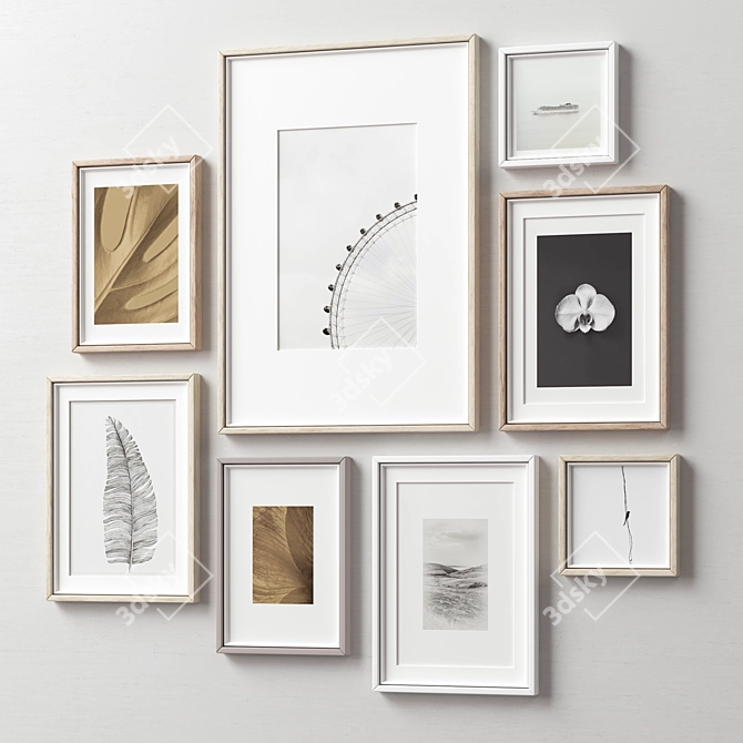 Elegant Wood Picture Frames 3D model image 6