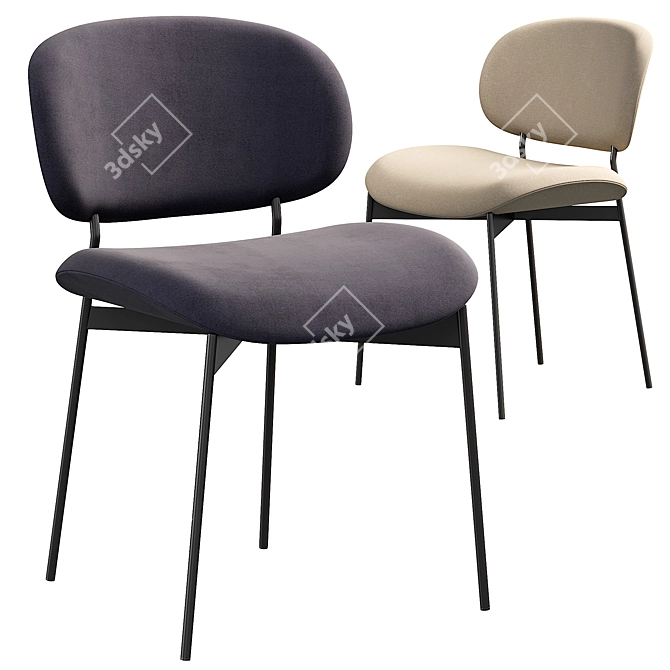 Elegant Luz Upholstered Chair 3D model image 2