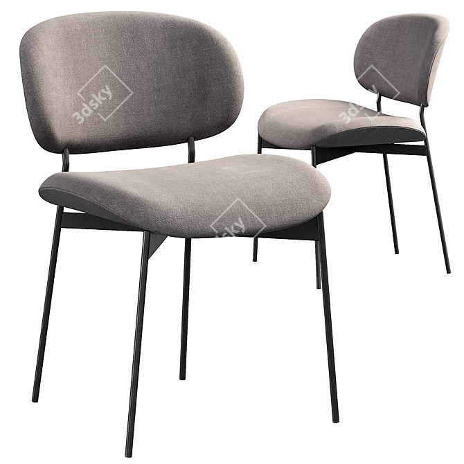 Elegant Luz Upholstered Chair 3D model image 3