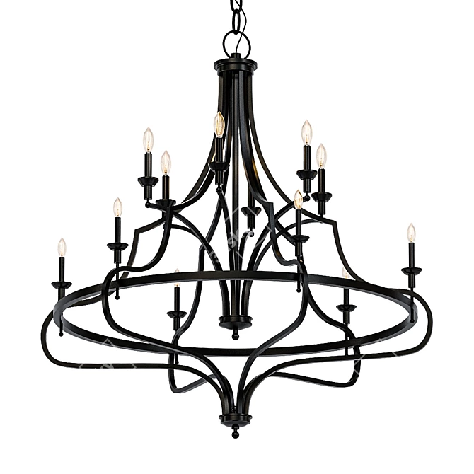 Elegant Shields 12-Light Chandelier 3D model image 1