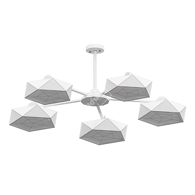 Modern Black Geometric Chandelier 3D model image 2