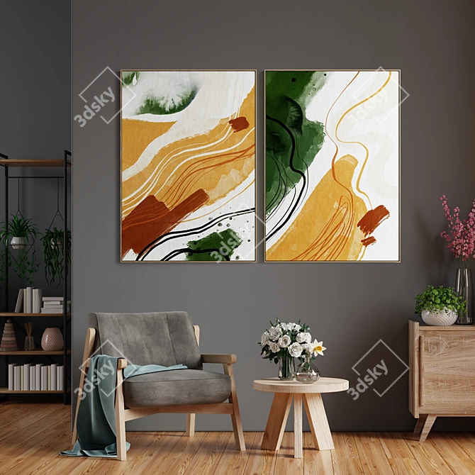 Elegant Frame Collection: Set of 2 Art Prints - 100 x 70 cm 3D model image 4