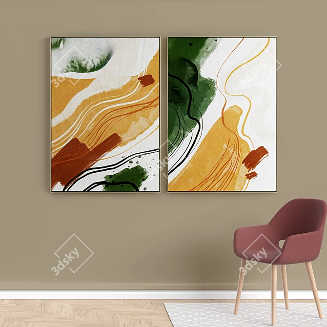 Elegant Frame Collection: Set of 2 Art Prints - 100 x 70 cm 3D model image 5