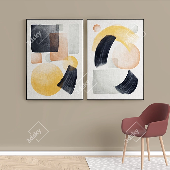 Modern Art Frame Set 3D model image 3