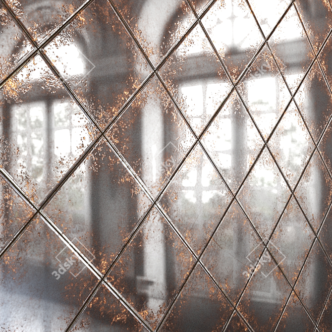 Vintage Rusty Mirror Tiles 3D model image 1