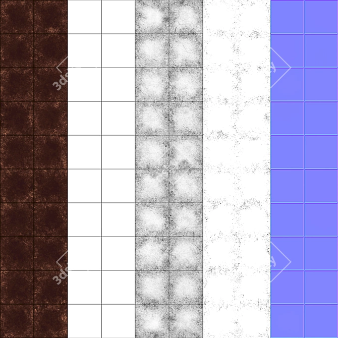 Vintage Rusty Mirror Tiles 3D model image 5