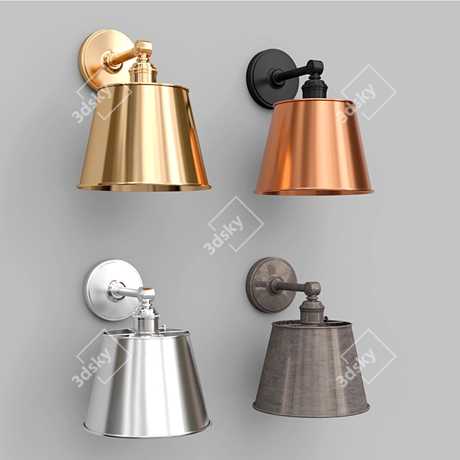 Tapered Metal Shade Sconce 3D model image 2