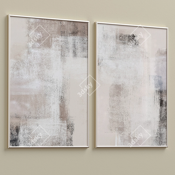 Boho Minimalist Framed Print Set 3D model image 3