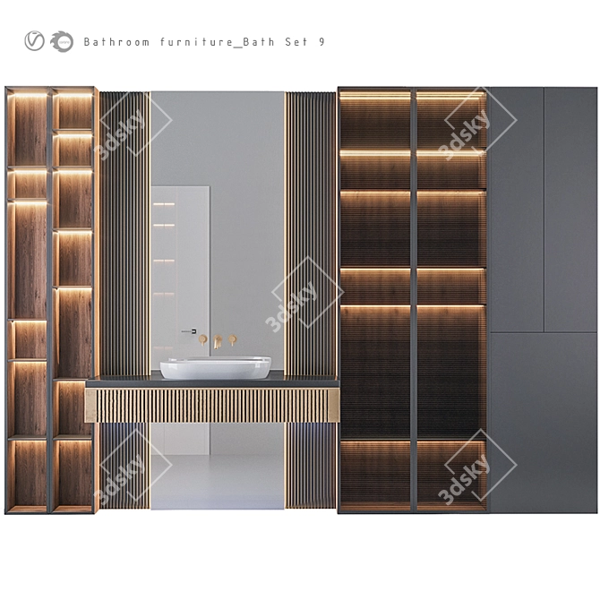 Title: Modern Bathroom Bath Set 3D model image 1