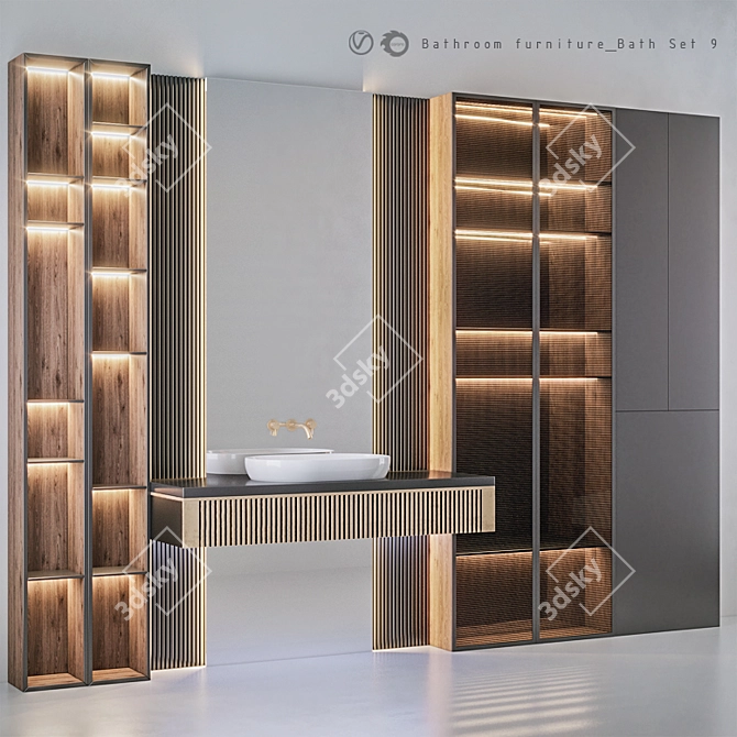 Title: Modern Bathroom Bath Set 3D model image 2