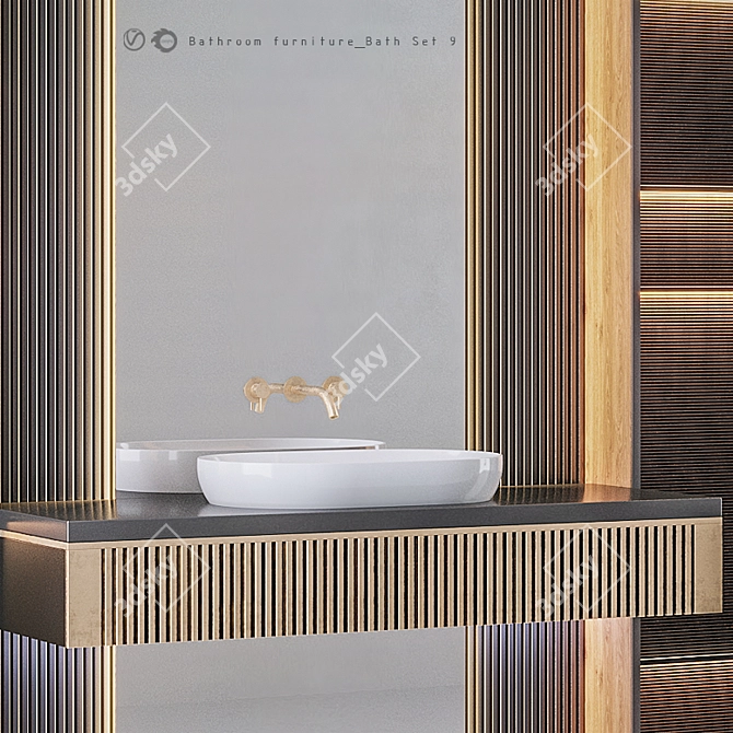 Title: Modern Bathroom Bath Set 3D model image 3