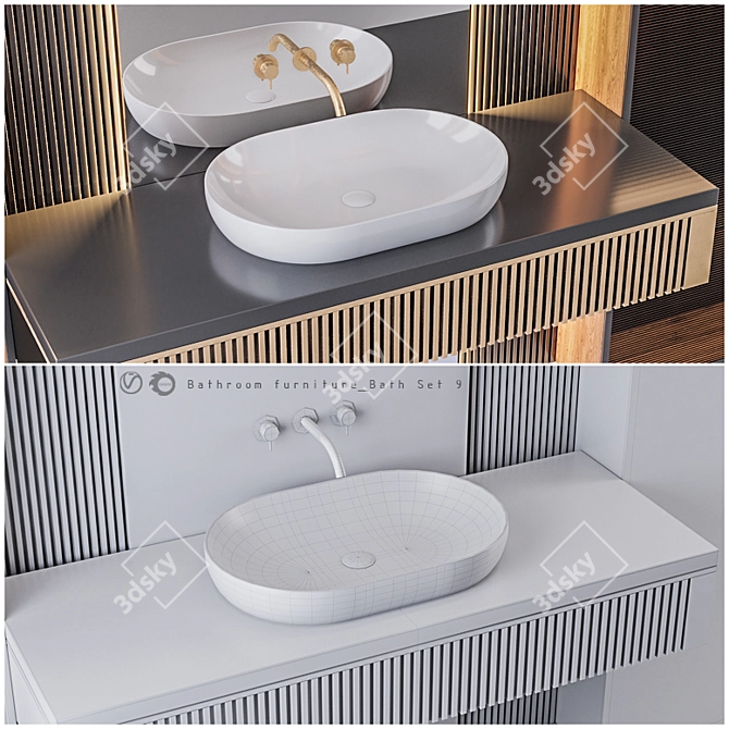 Title: Modern Bathroom Bath Set 3D model image 4