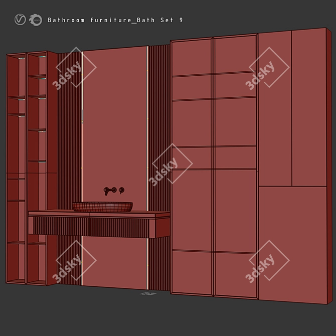Title: Modern Bathroom Bath Set 3D model image 5