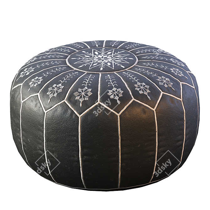 Vintage Moroccan Round Pouf: Elegant and Timeless 3D model image 1