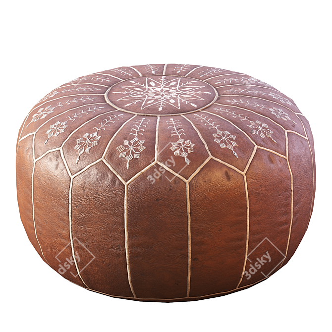 Vintage Moroccan Round Pouf: Elegant and Timeless 3D model image 4
