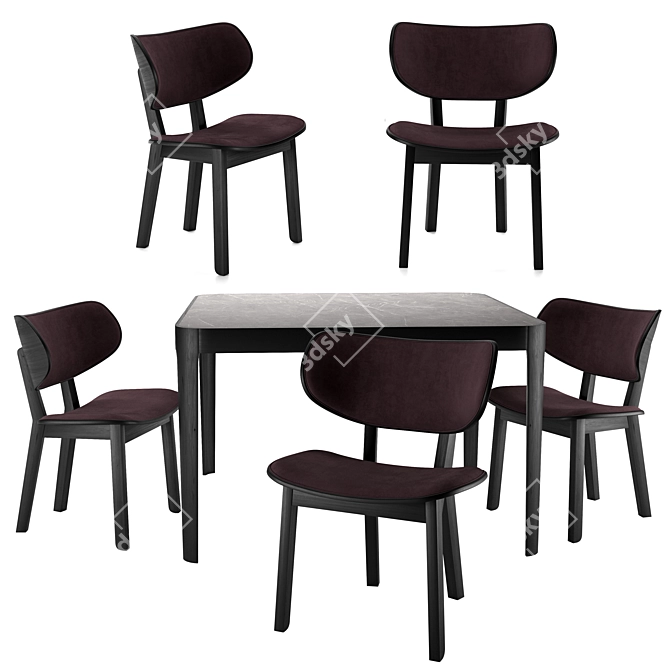 Elegant Gisele Chair and Cross Table 3D model image 1