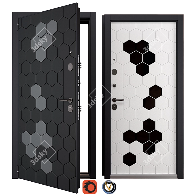 Newest NT 1 Metal Entrance Door (Holz) 3D model image 1