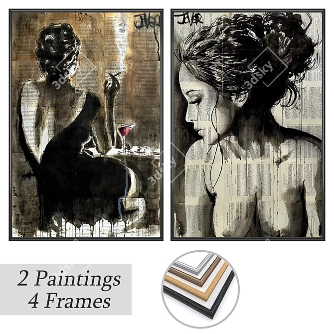 Elegant Wall Art Set 3D model image 1