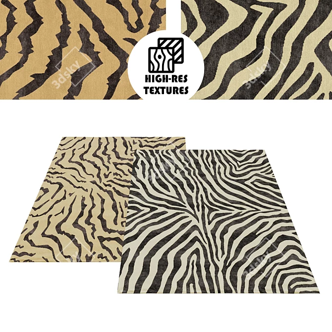 Wildlife Irregular Rug Set 3D model image 1