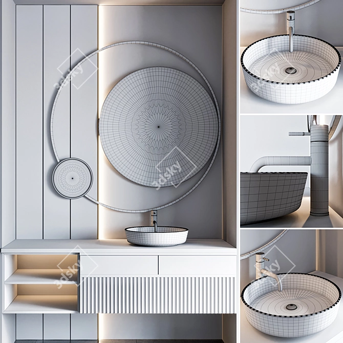 Moderno 180cm Bathroom Furniture Set 3D model image 3