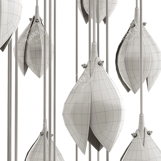 Porcelain Pendant Lamp: Haberdashery Bloom 3D model image 4