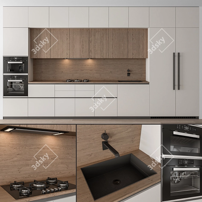 Modern Wood & White 72 - Kitchen Elegance 3D model image 1