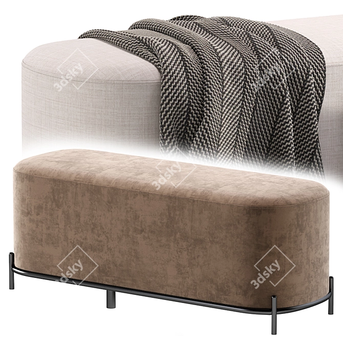 Stylish Coco Bench - 120cm 3D model image 5