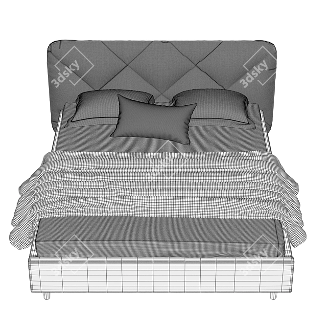 Velvet Gray Vesmar 160 Bed 3D model image 3