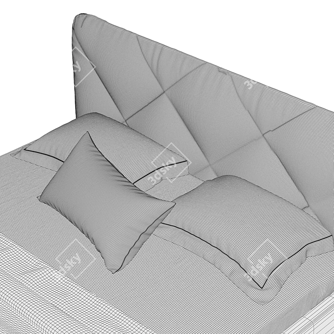 Velvet Gray Vesmar 160 Bed 3D model image 5