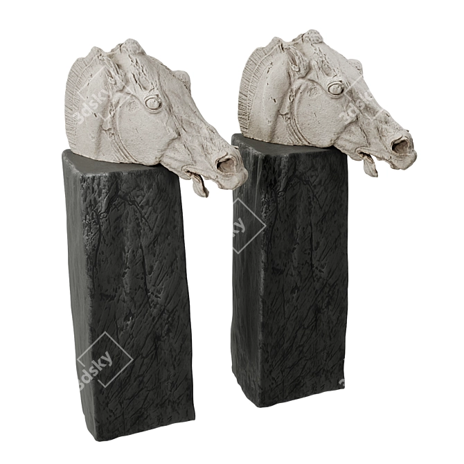 Elegant Horse Head Sculpture Stand 3D model image 3