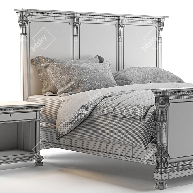 Elegant ST.JAMES Panel Bed 3D model image 3