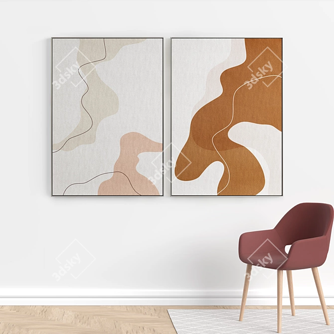 Modern Frame Collection: Set of 2 Painting Frames 3D model image 5