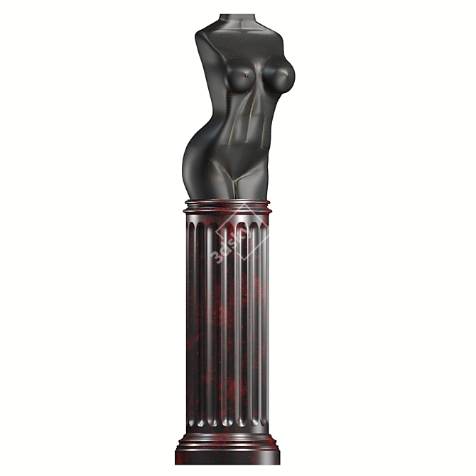 Feminine Torso Sculpture on Pedestal 3D model image 1