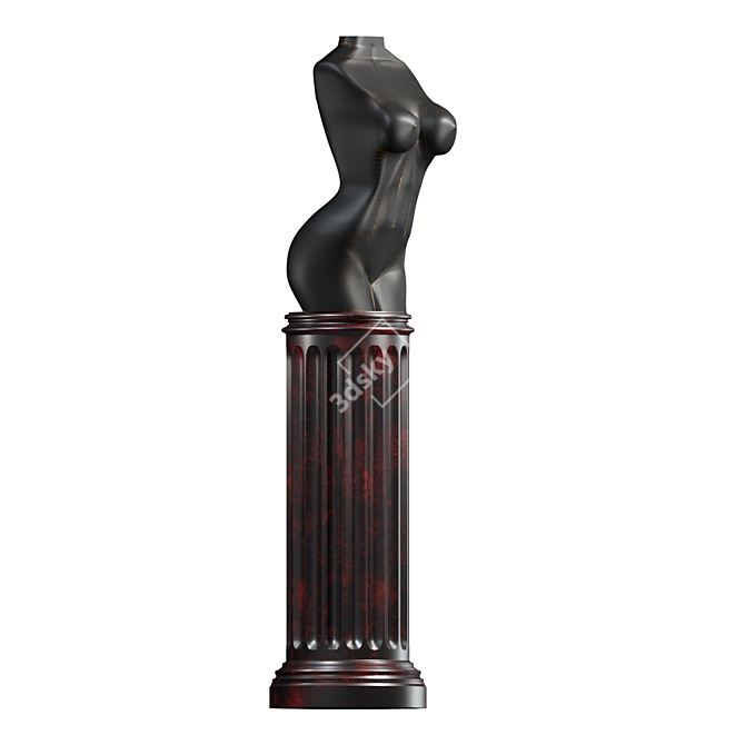 Feminine Torso Sculpture on Pedestal 3D model image 2
