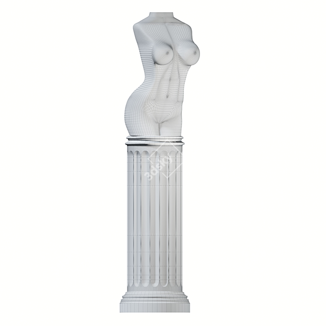 Feminine Torso Sculpture on Pedestal 3D model image 3