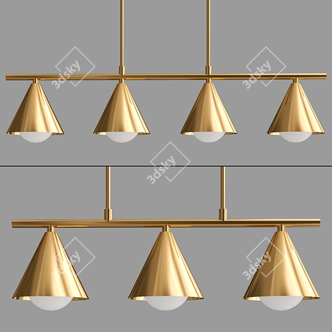 Luminaire Collection: JENSY Slatted Brass Shades 3D model image 2