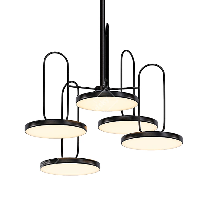 Sleek Black LED Pendant Light 3D model image 1