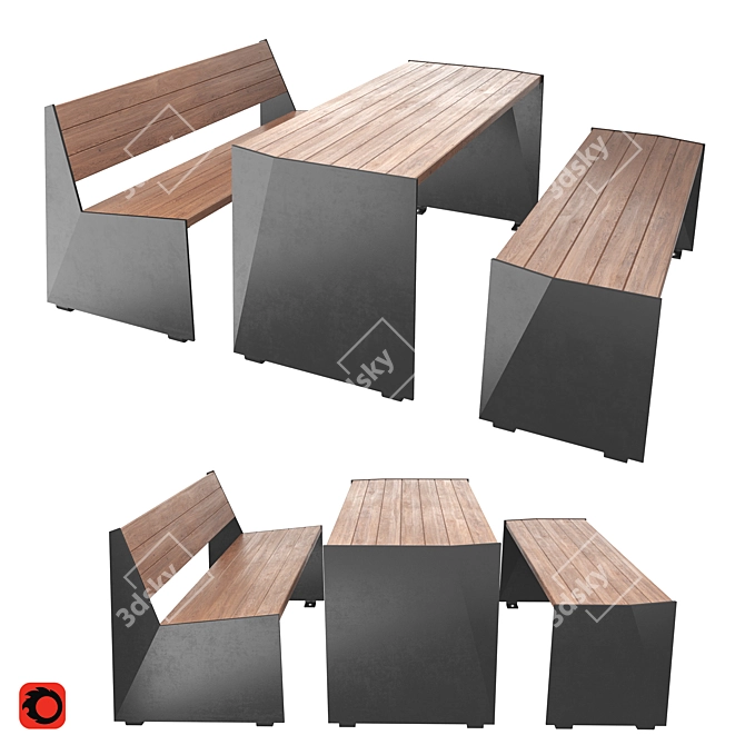 Welling Outdoor Seating Set 3D model image 1