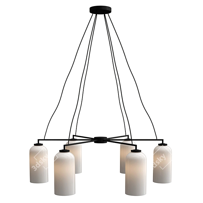 Vintage Claremont Milk Glass Chandelier 3D model image 1