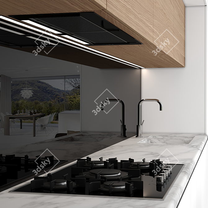 Sleek Marble Kitchen Island 3D model image 3