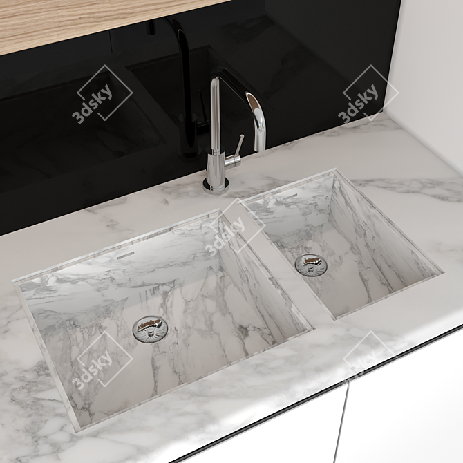 Sleek Marble Kitchen Island 3D model image 4