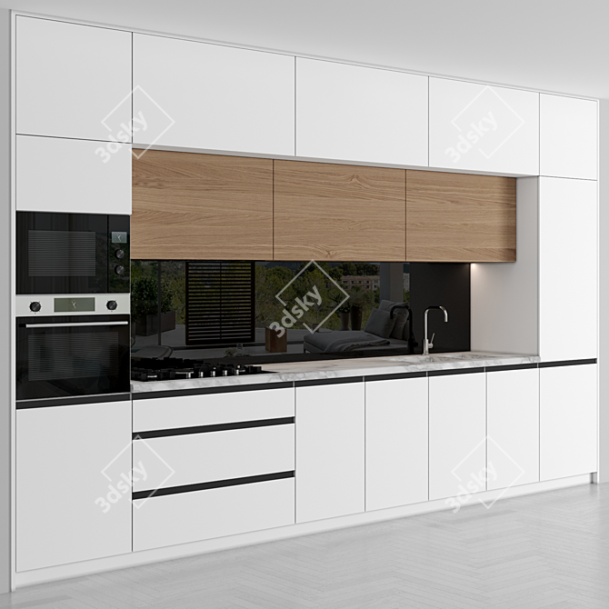 Sleek Marble Kitchen Island 3D model image 5