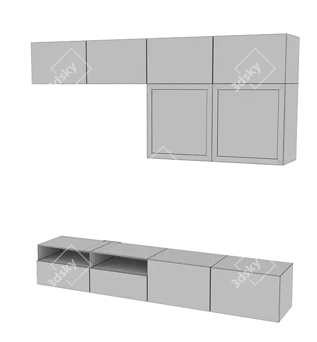 Sleek Besto TV Cabinet with Glass Doors 3D model image 2