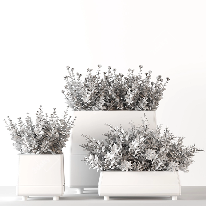 Title: Concrete Pot Outdoor Bushes 3D model image 5