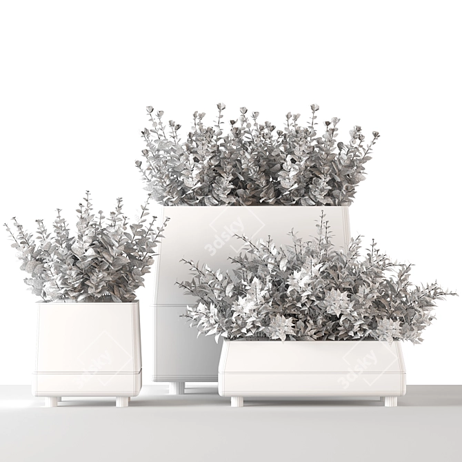 Title: Concrete Pot Outdoor Bushes 3D model image 10