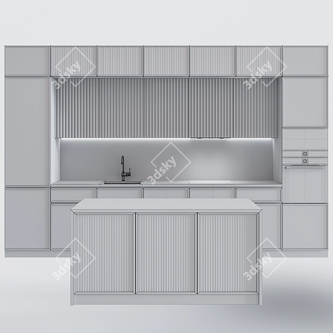 Sleek Terazzo Gray Kitchen 3D model image 6